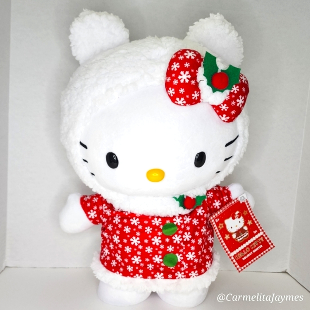 🎄 HELLO KITTY ❄️ Snowflake Fur Coat Door Greeter Official Sanrio Christmas 2024